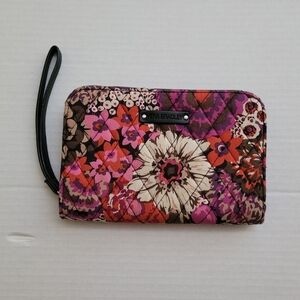 Vera Bradley wallet wristlet flowers floral red pink purple quilted cotton